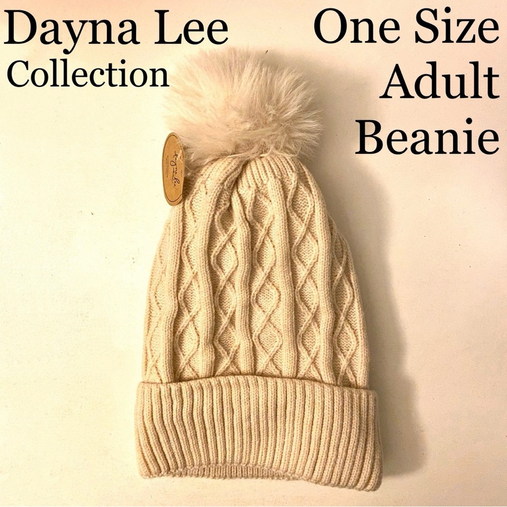 Dayna Lee Knit Beanie Hat Pom Pom Winter Warm